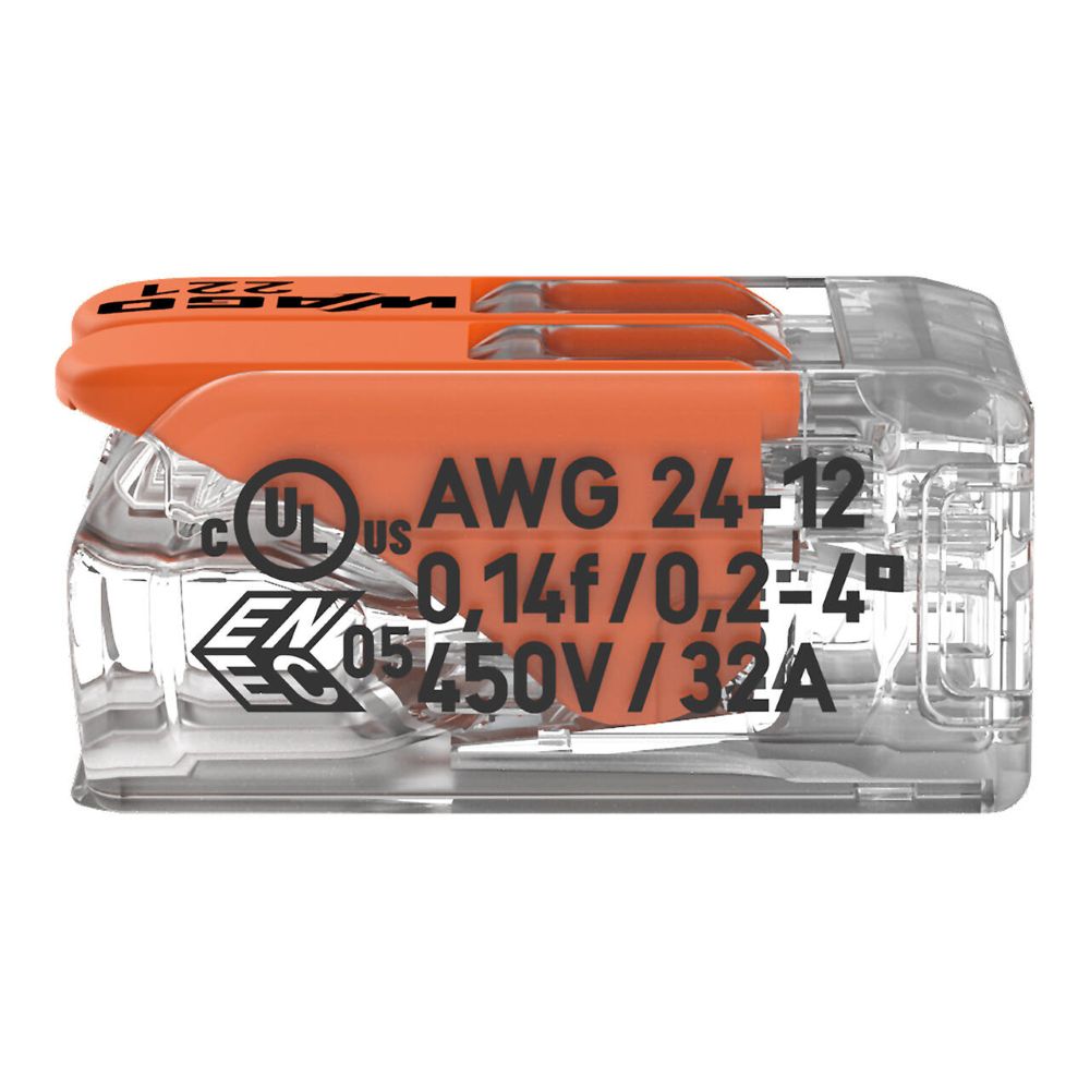 221-412 WAGO 221-412 spojnica za sve vrste vodiča, 2-polna, do 4 mm2