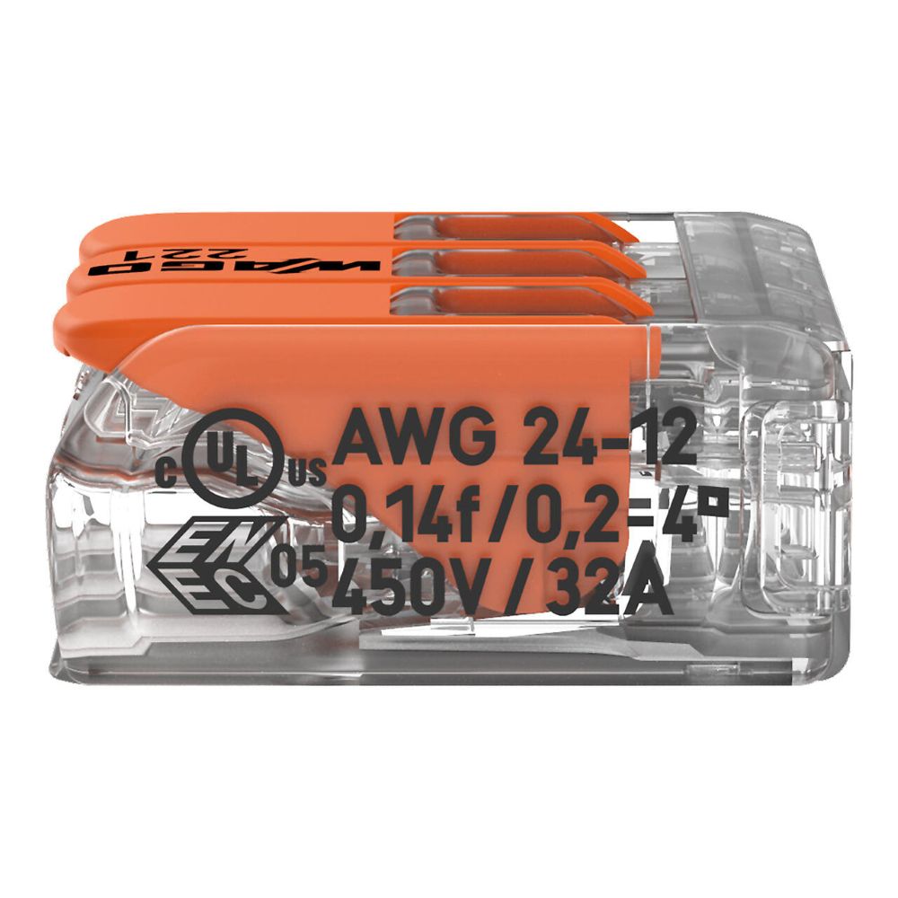 221-413 WAGO 221-413 spojnica za sve vrste vodiča, 3-polna, do 4 mm2