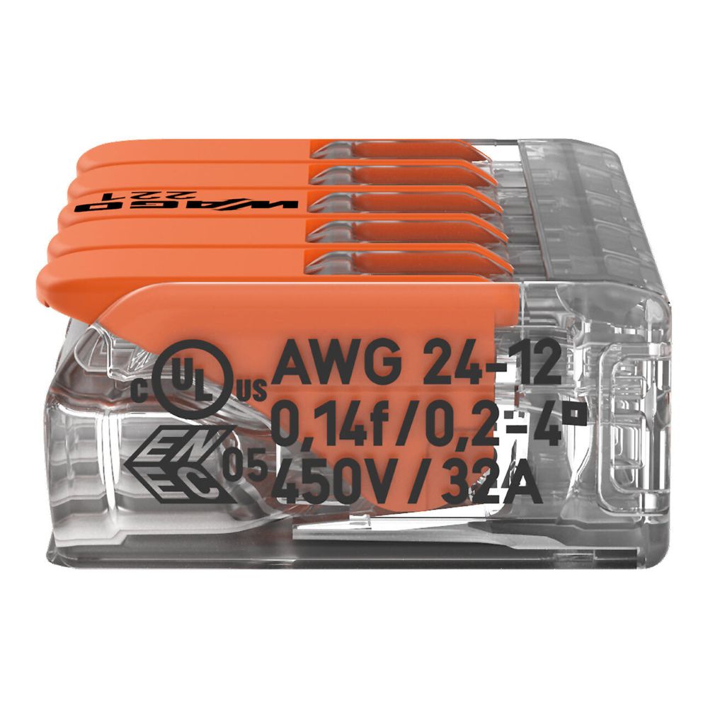 221-415 WAGO 221-415 spojnica za sve vrste vodiča, 5-polna, do 4 mm2