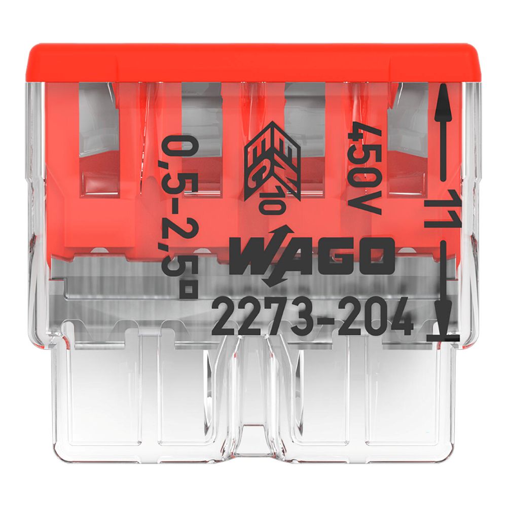 2273-204 WAGO 2273-204 spojnica za pune vodiče, 4-polna, 0.5–2.5 mm2 (push in)