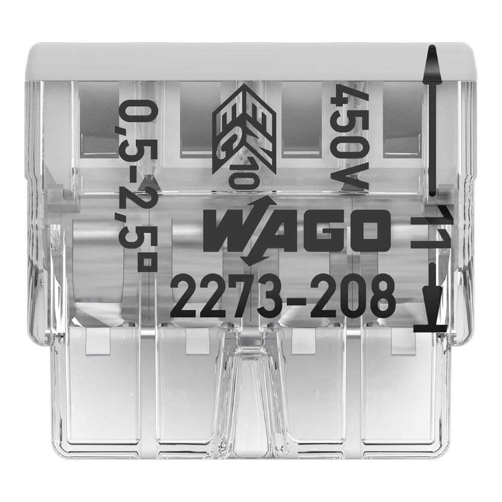 2273-208 WAGO 2273-208 spojnica za pune vodiče, 8-polna, 0.5–2.5 mm2 (push in)