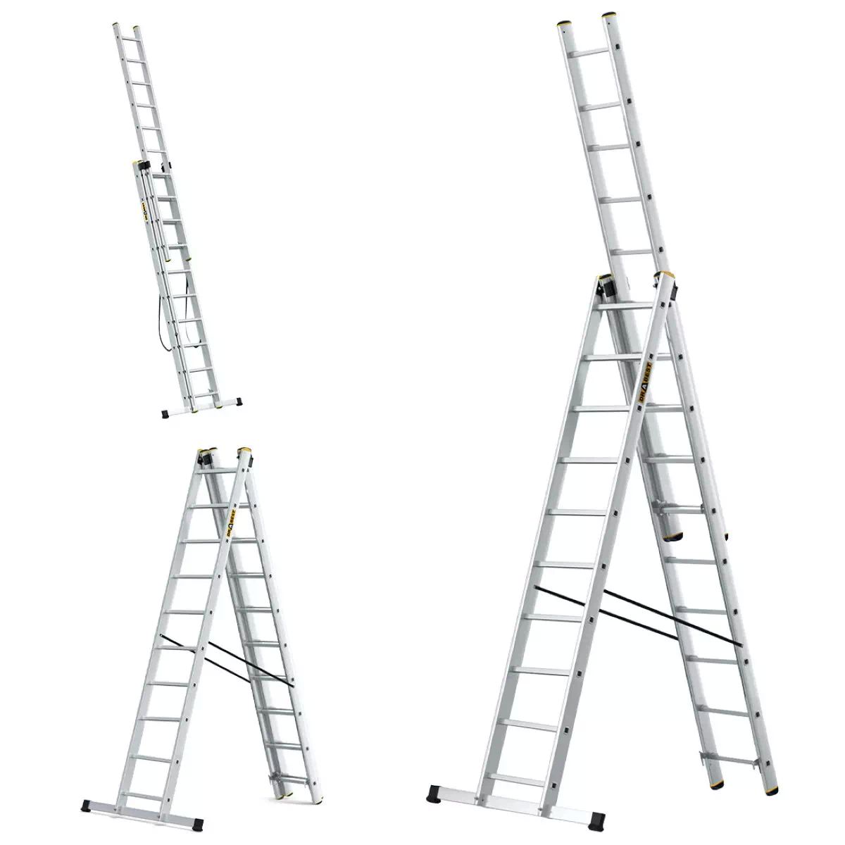 MV Logistic DW3x10t Ljestve ALU PROFI trodijelne 10 gazišta